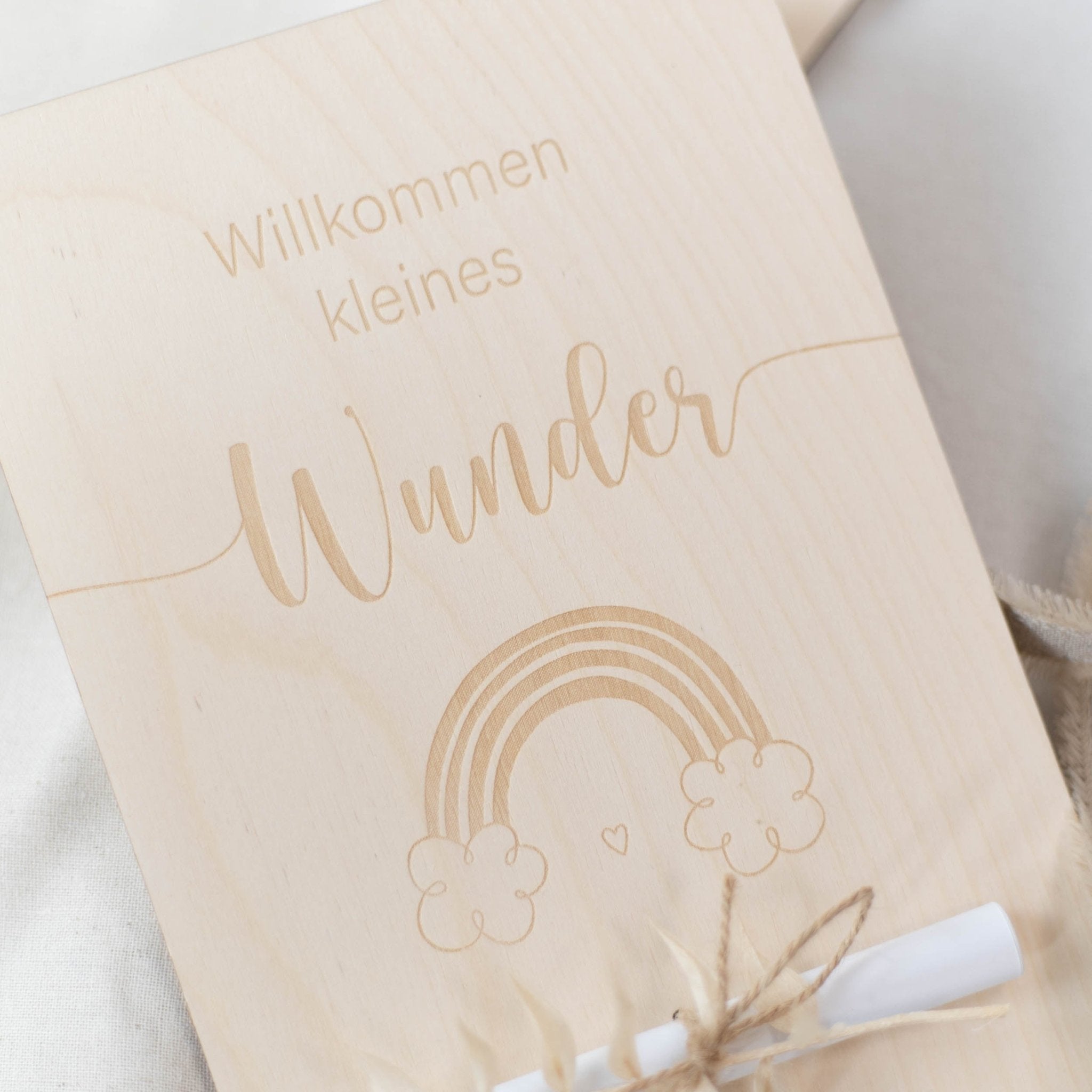 Holzkarte XL Geldgeschenk | Geburt Regenbogen