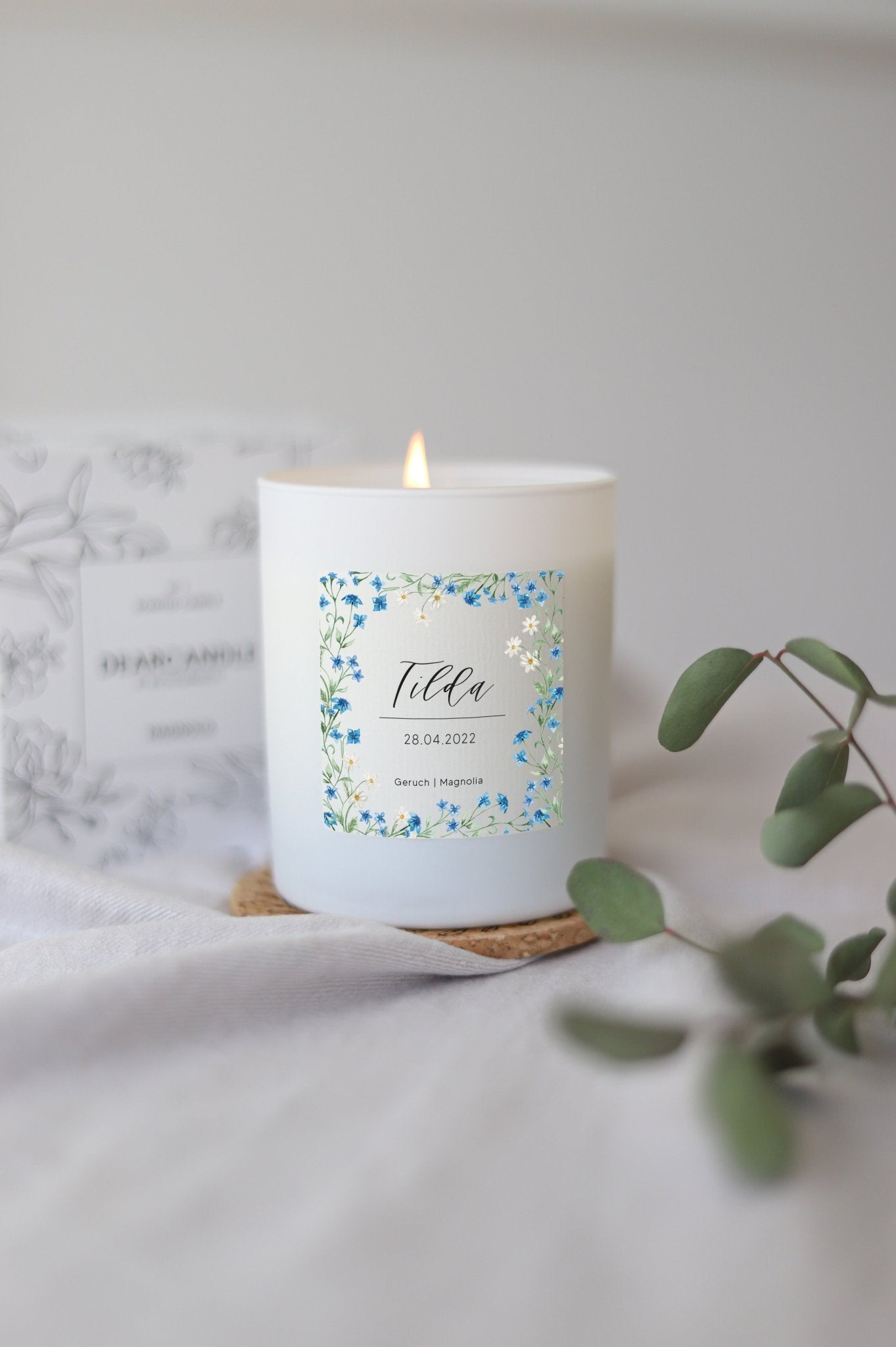 Personalisierte Duftkerze | Blue Flowers