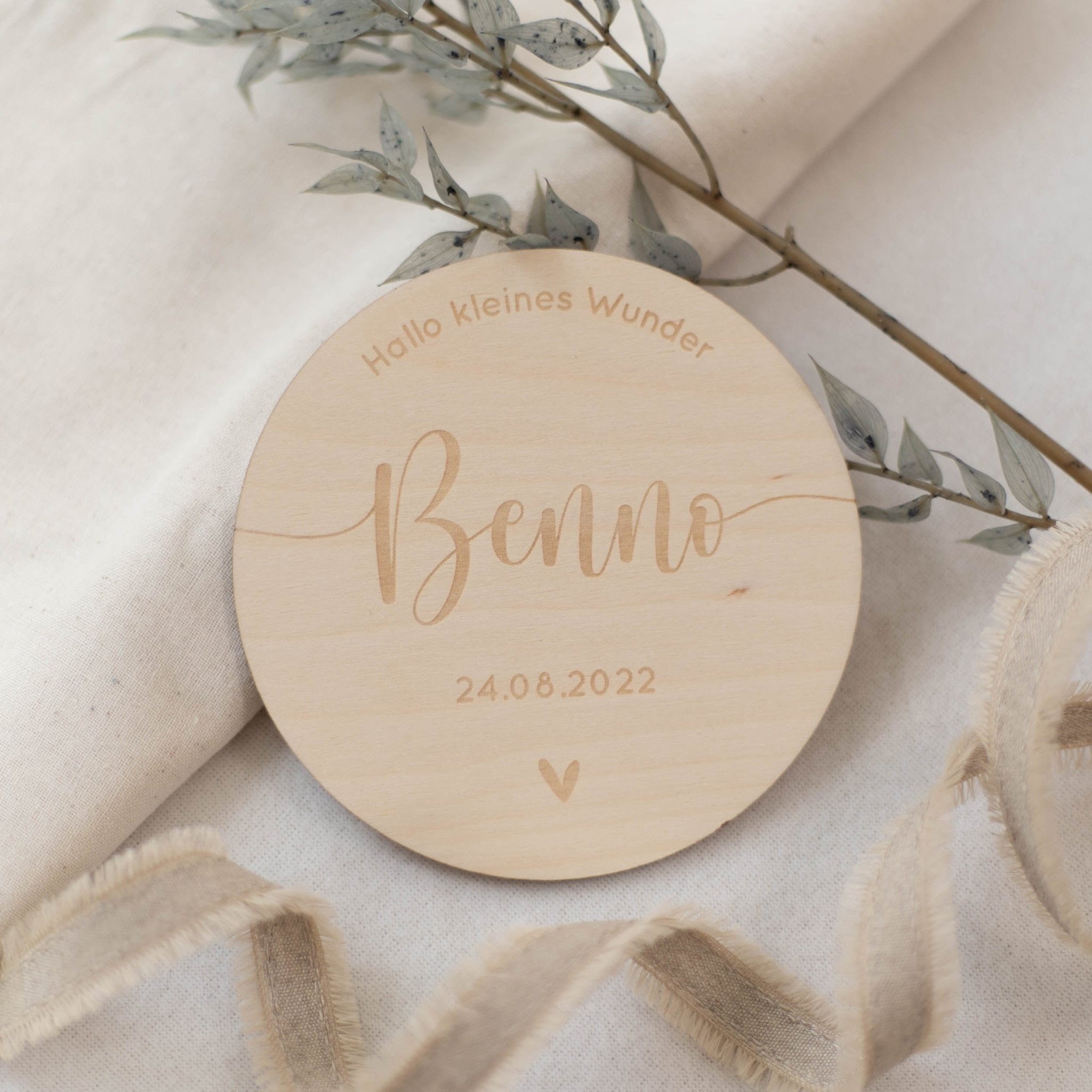 Personalisierte Holzkarte Kreis | Geburt