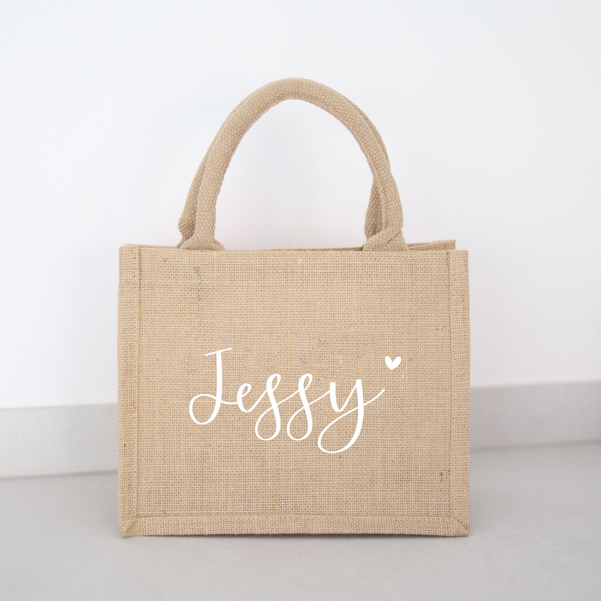 Personalisierte Jutetasche NATUR | Name mit Herz