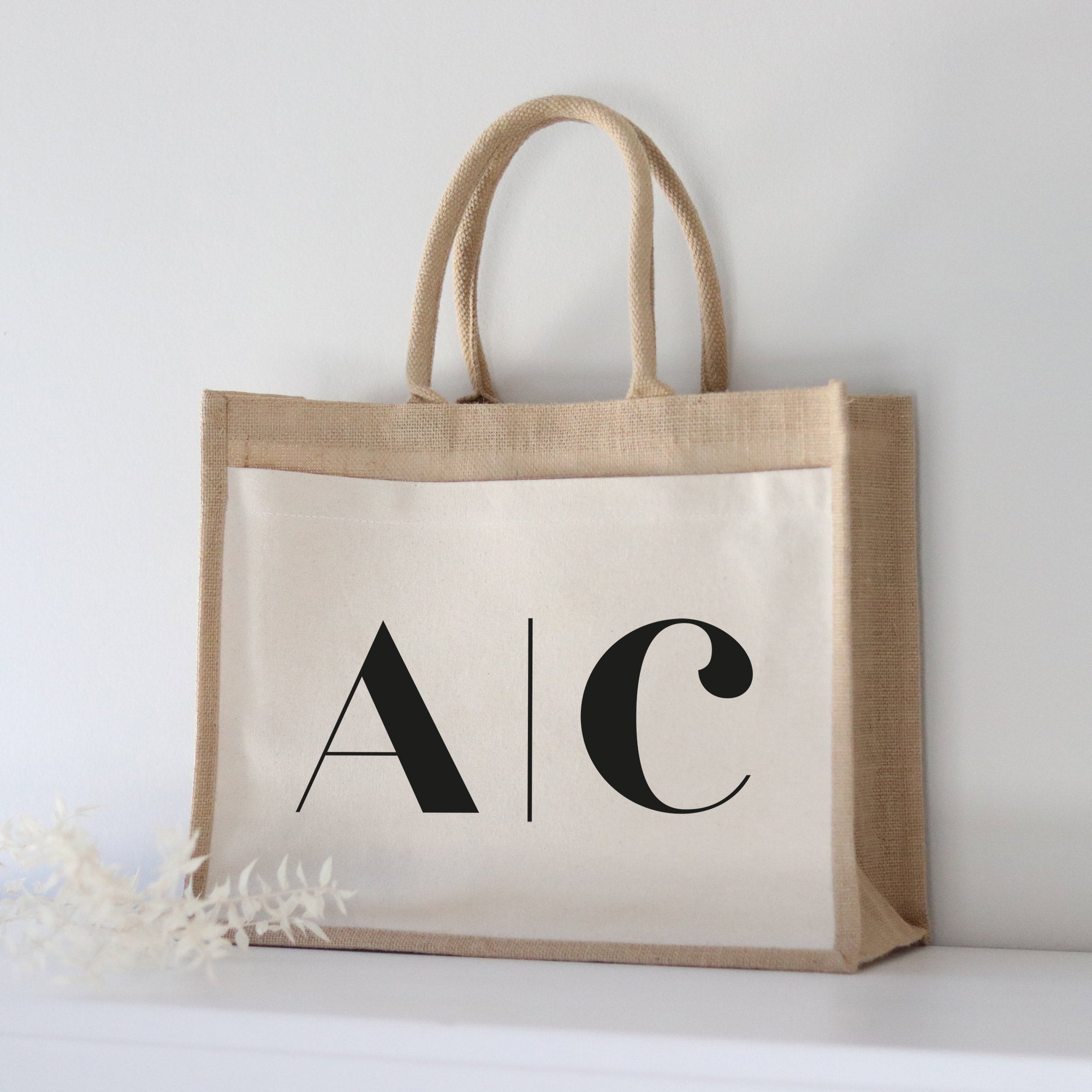 Personalisierte Jutetasche | Zwei Initialen