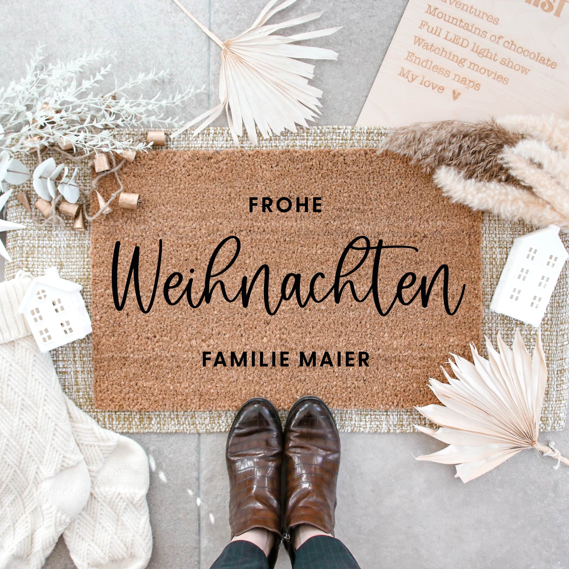 Personalisierte Kokos Fußmatte | Frohe Weihnachten