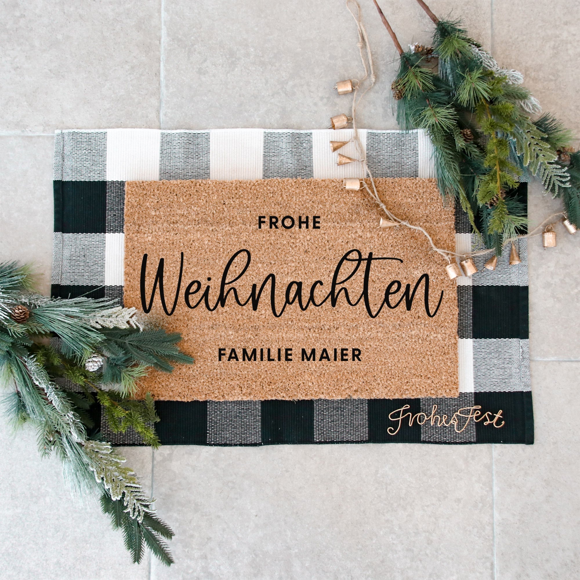 Personalisierte Kokos Fußmatte | Frohe Weihnachten
