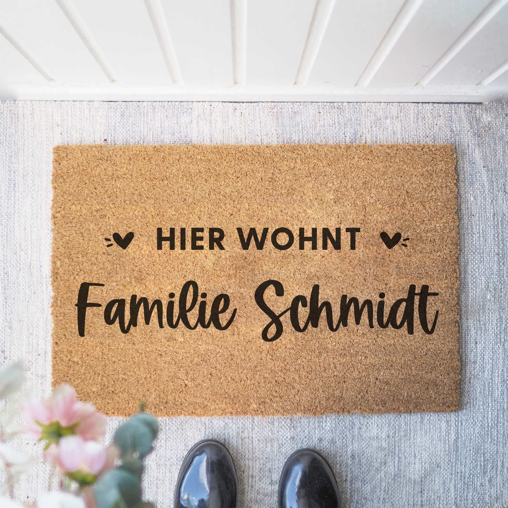 Personalisierte Kokos Fußmatte | Hier wohnt