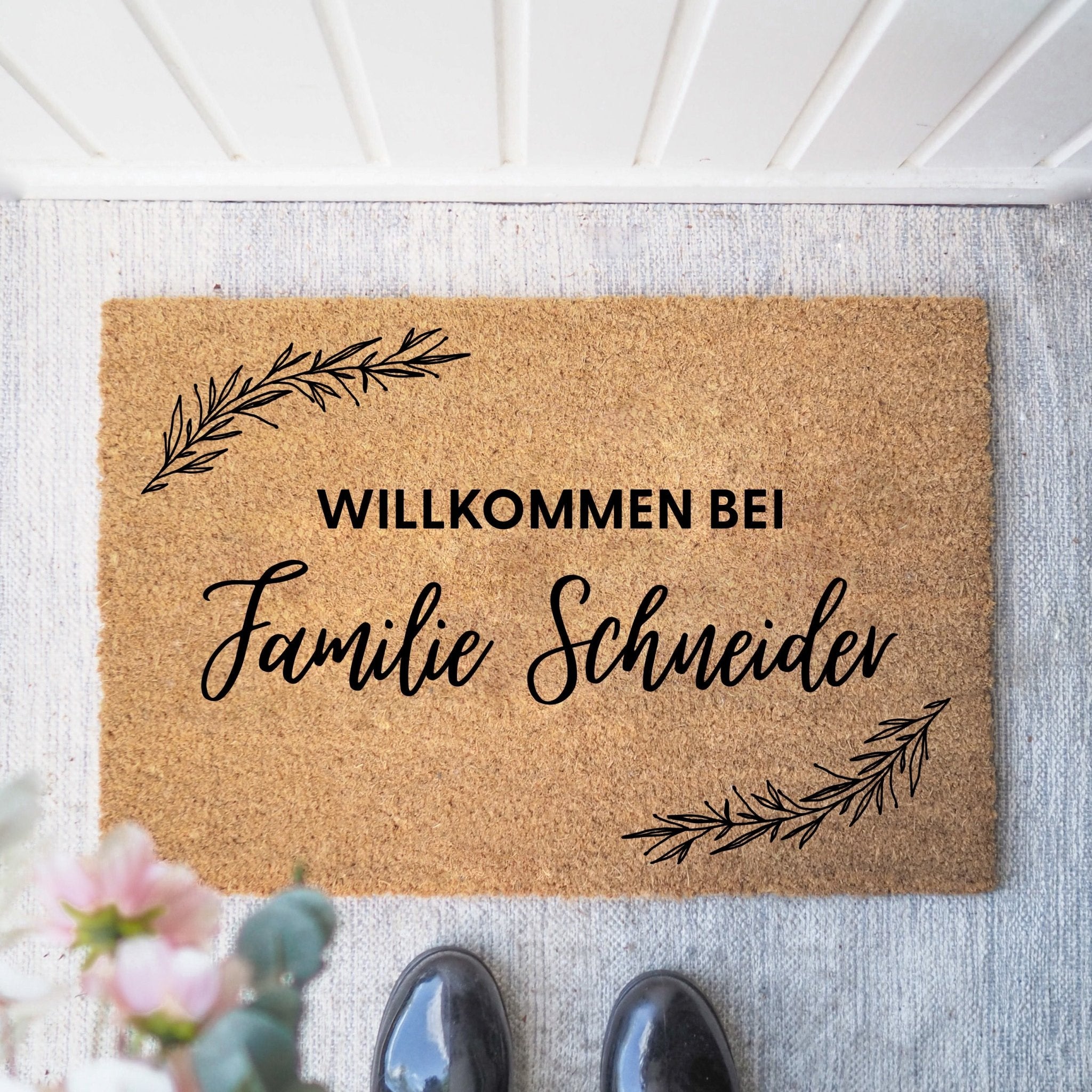 Personalisierte Kokos Fußmatte | Kranz