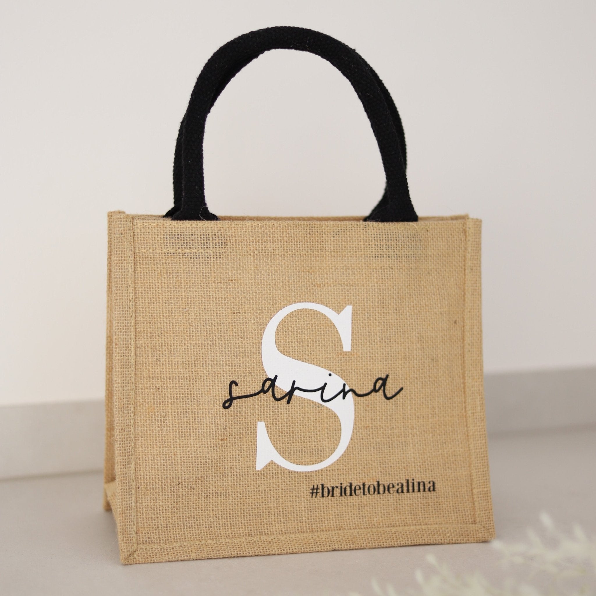 Personalisierte MINI Jutetasche NATUR | Initial Bridetobe