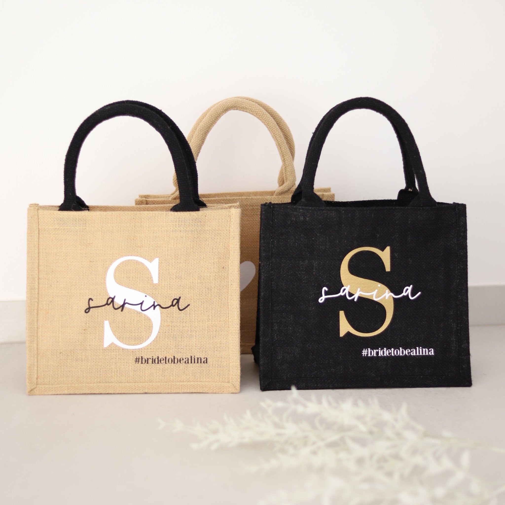 Personalisierte MINI Jutetasche NATUR | Initial Bridetobe