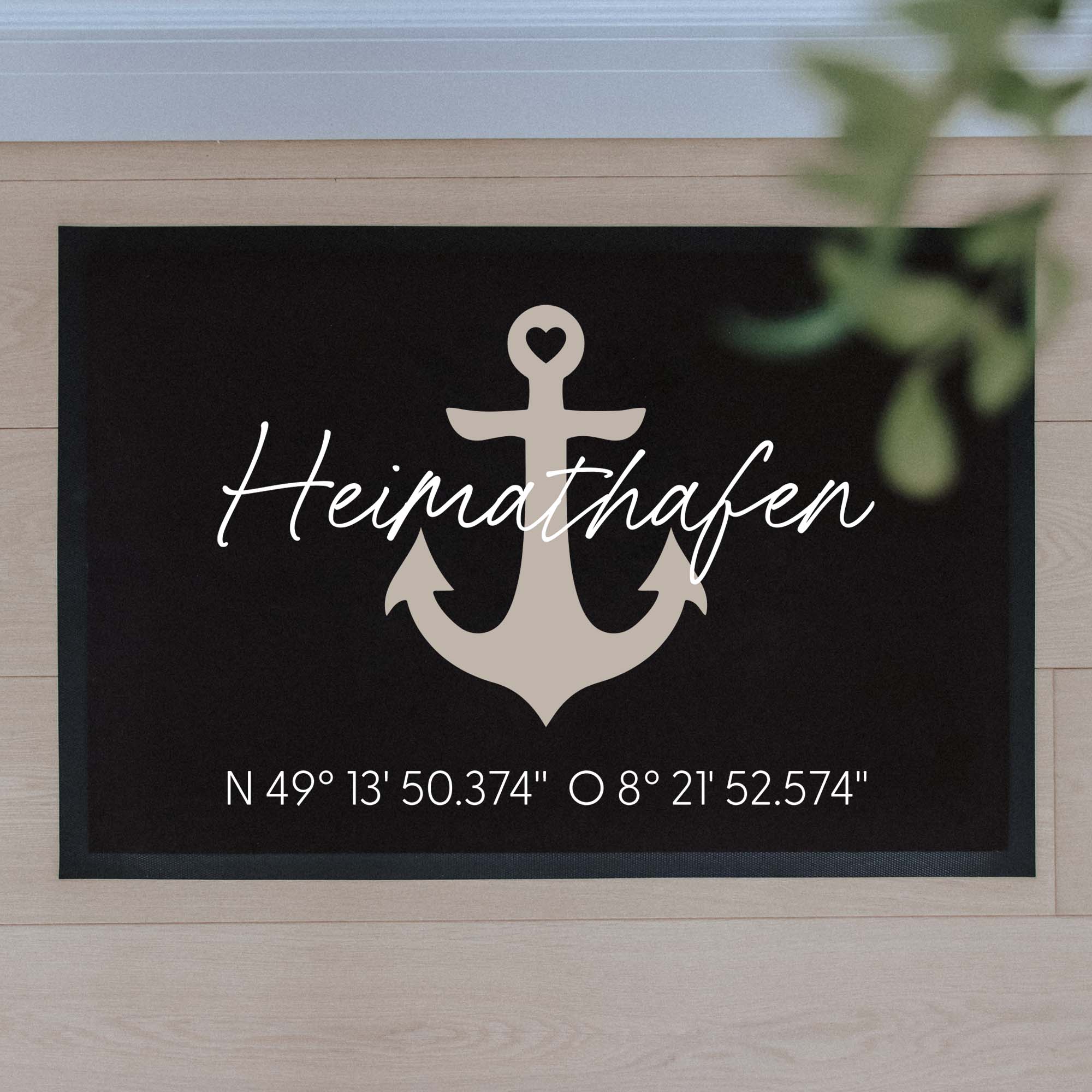 Personalisierte Stoff Fußmatte | Anker Koordinaten