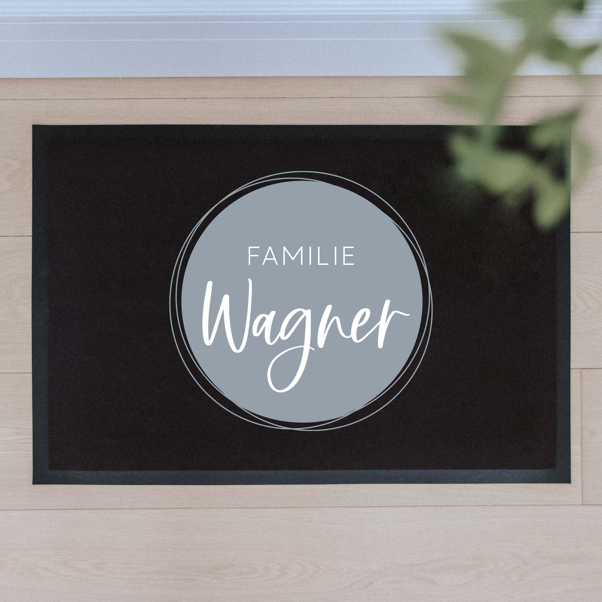 Personalisierte Stoff Fußmatte | Familienkreis Grau