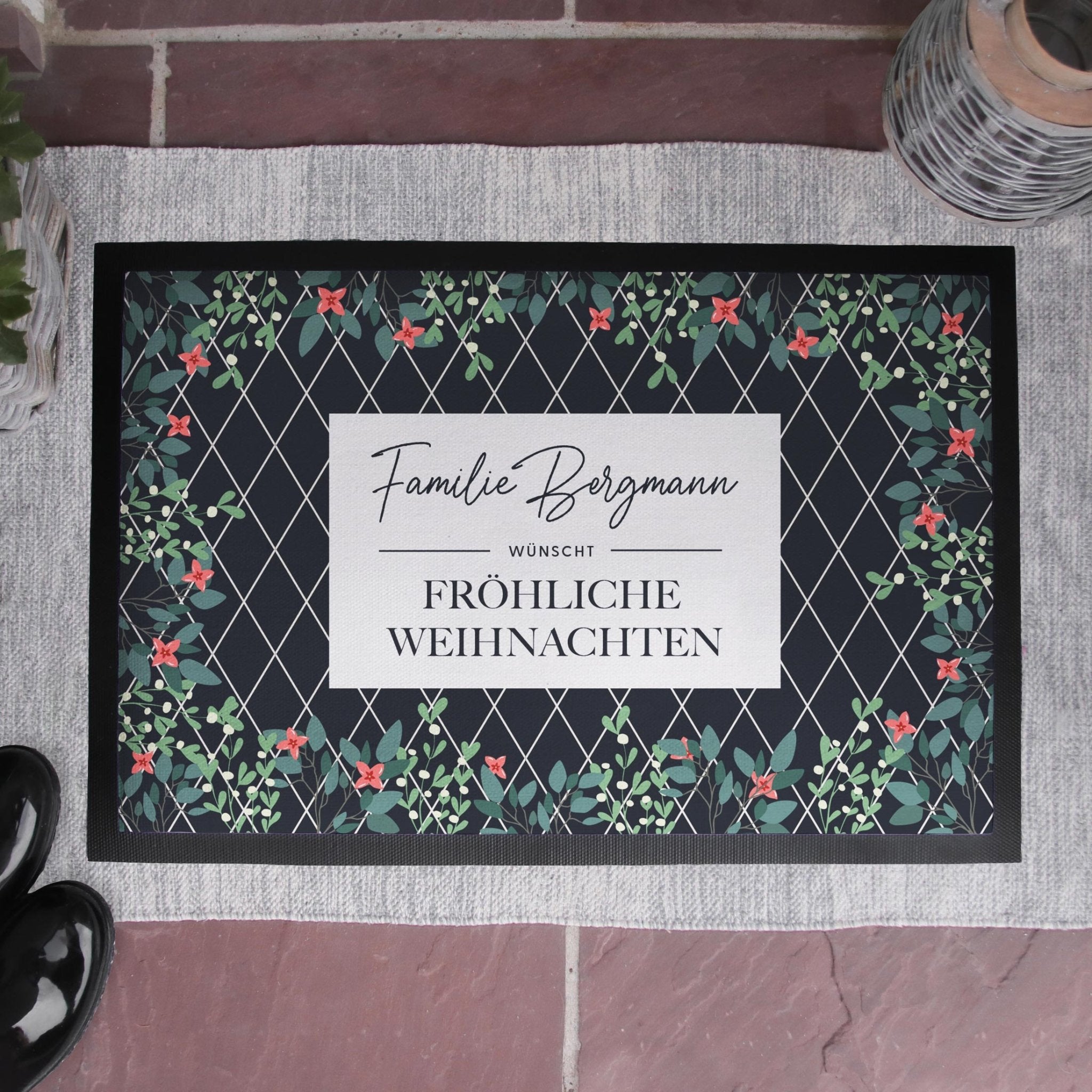 Personalisierte Stoff Fußmatte | Fröhliche Weihnacht