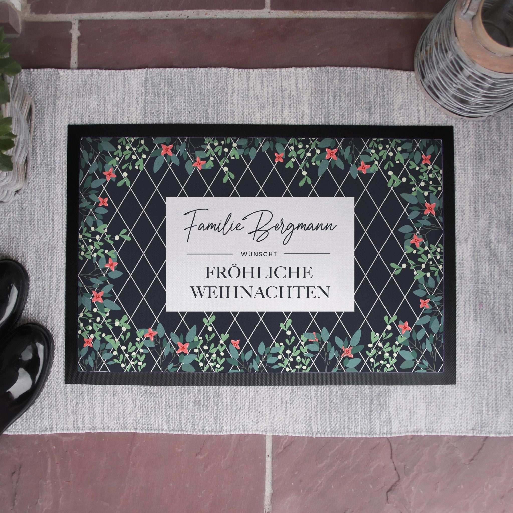 Personalisierte Stoff Fußmatte | Fröhliche Weihnacht