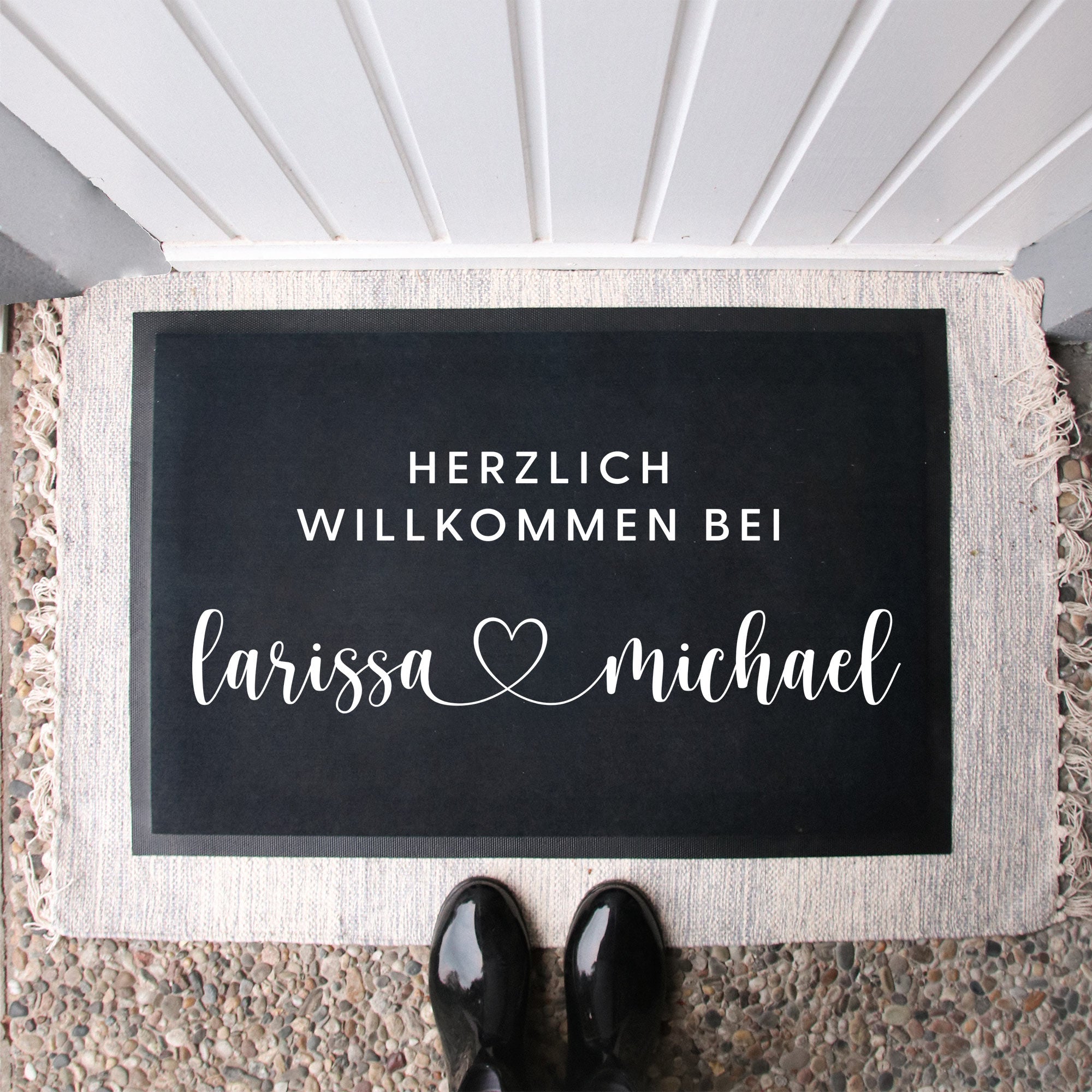 Personalisierte Stoff Fußmatte | Herzlich
