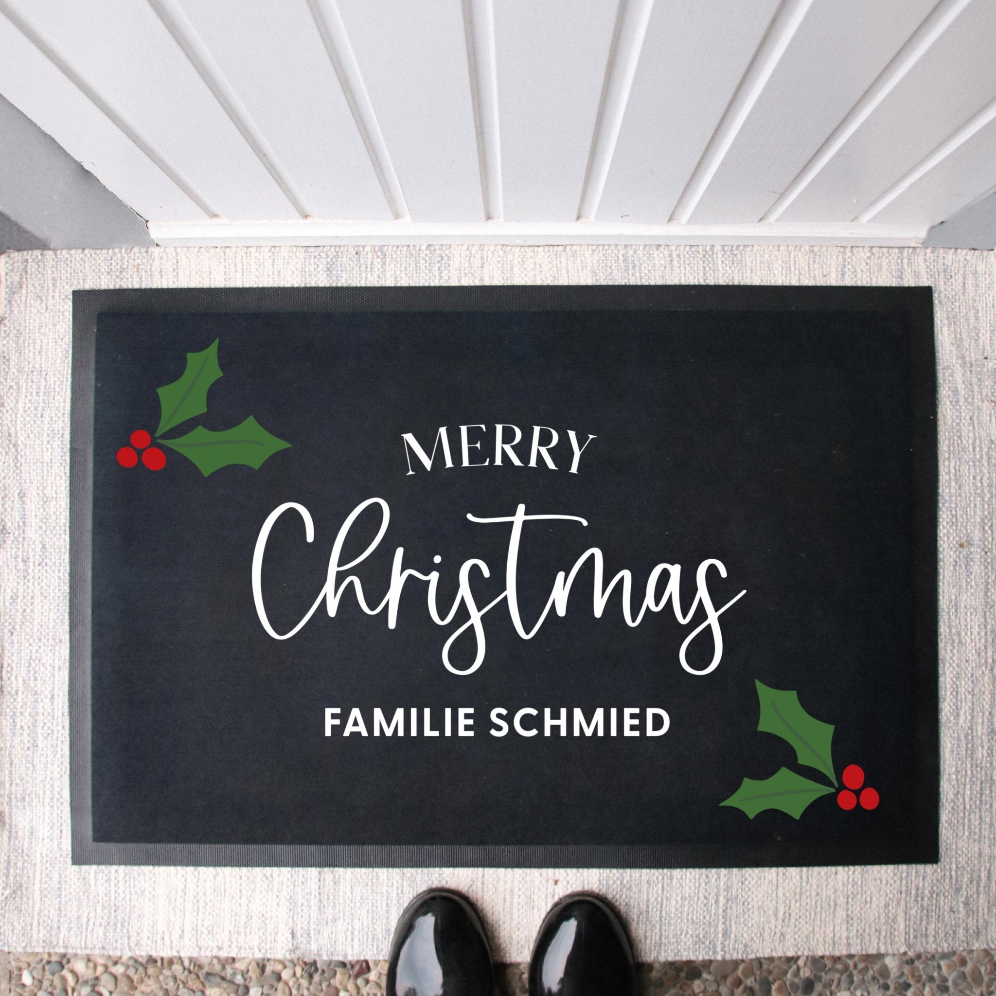 Personalisierte Stoff Fußmatte | Merry Christmas Familie