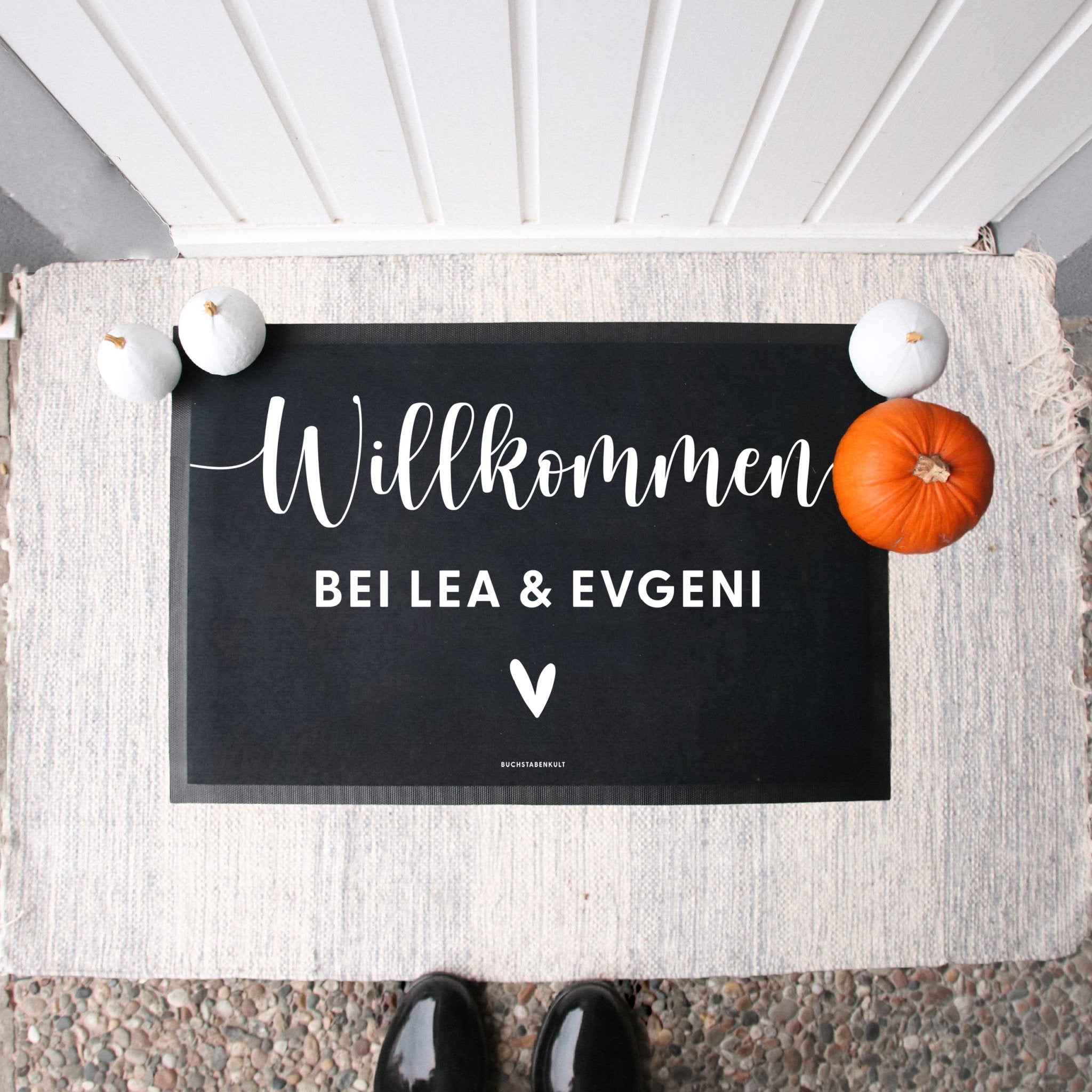 Personalisierte Stoff Fußmatte | Wäscheleine