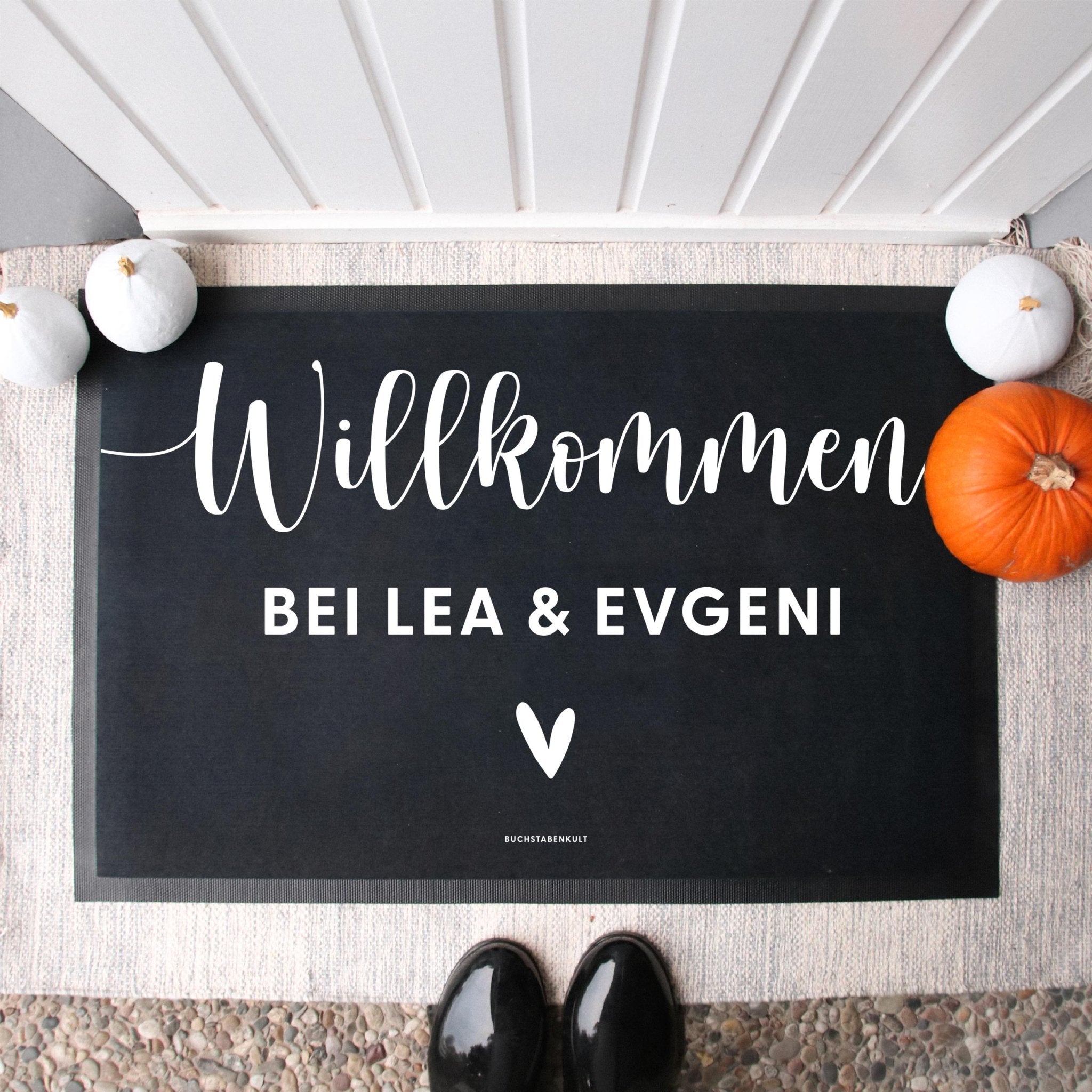 Personalisierte Stoff Fußmatte | Wäscheleine