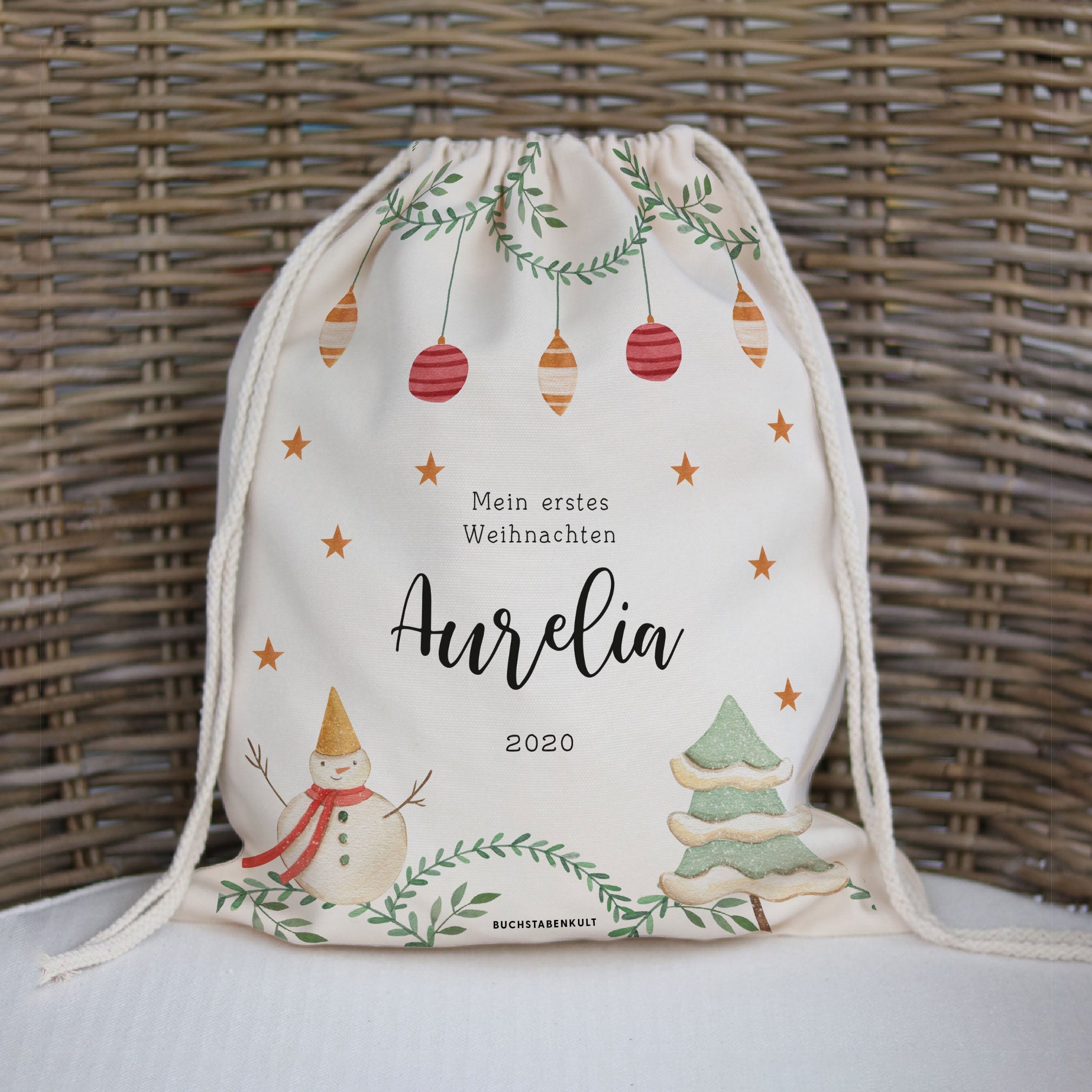 Personalisierter Geschenkbeutel | Erstes Weihnachten
