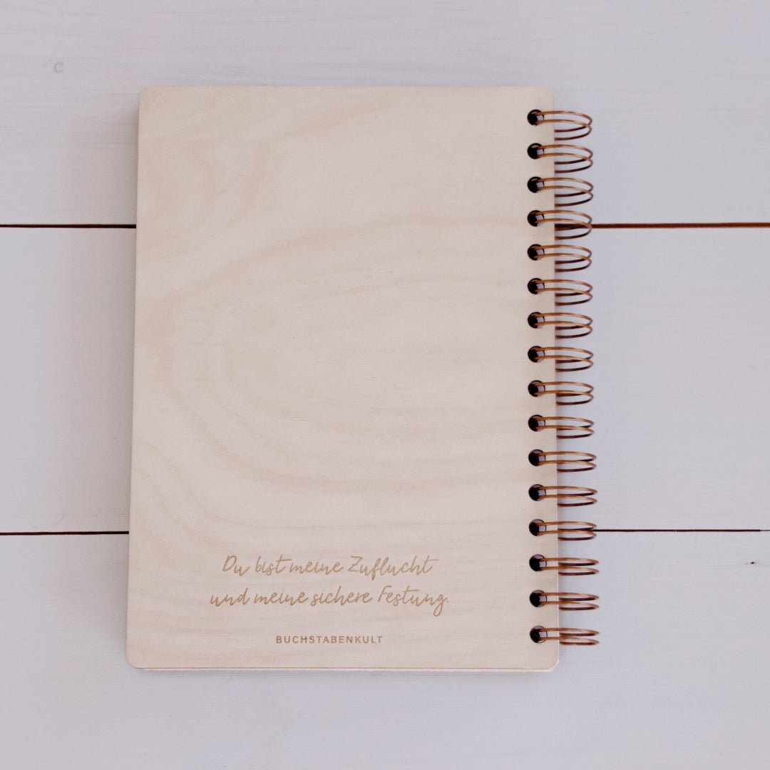 Personalisierter Hochzeitsplaner Holzbuch 'Blumenkranz'