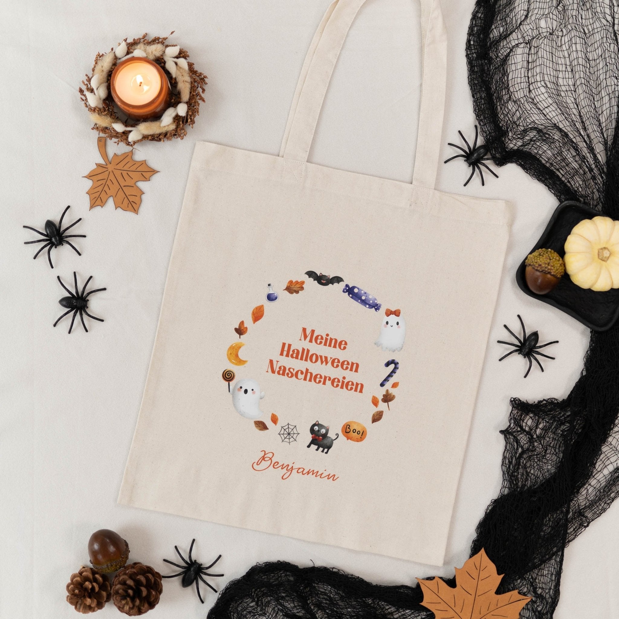 Personalisierter Stoffbeutel NATUR | Halloween Naschereien