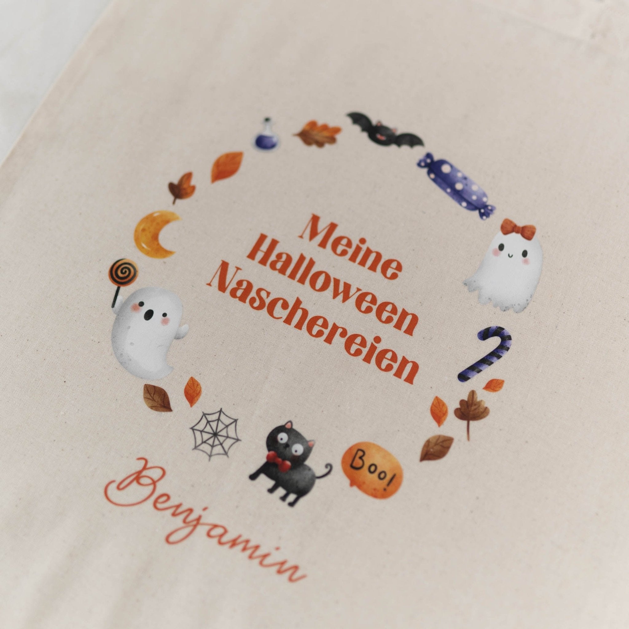 Personalisierter Stoffbeutel NATUR | Halloween Naschereien