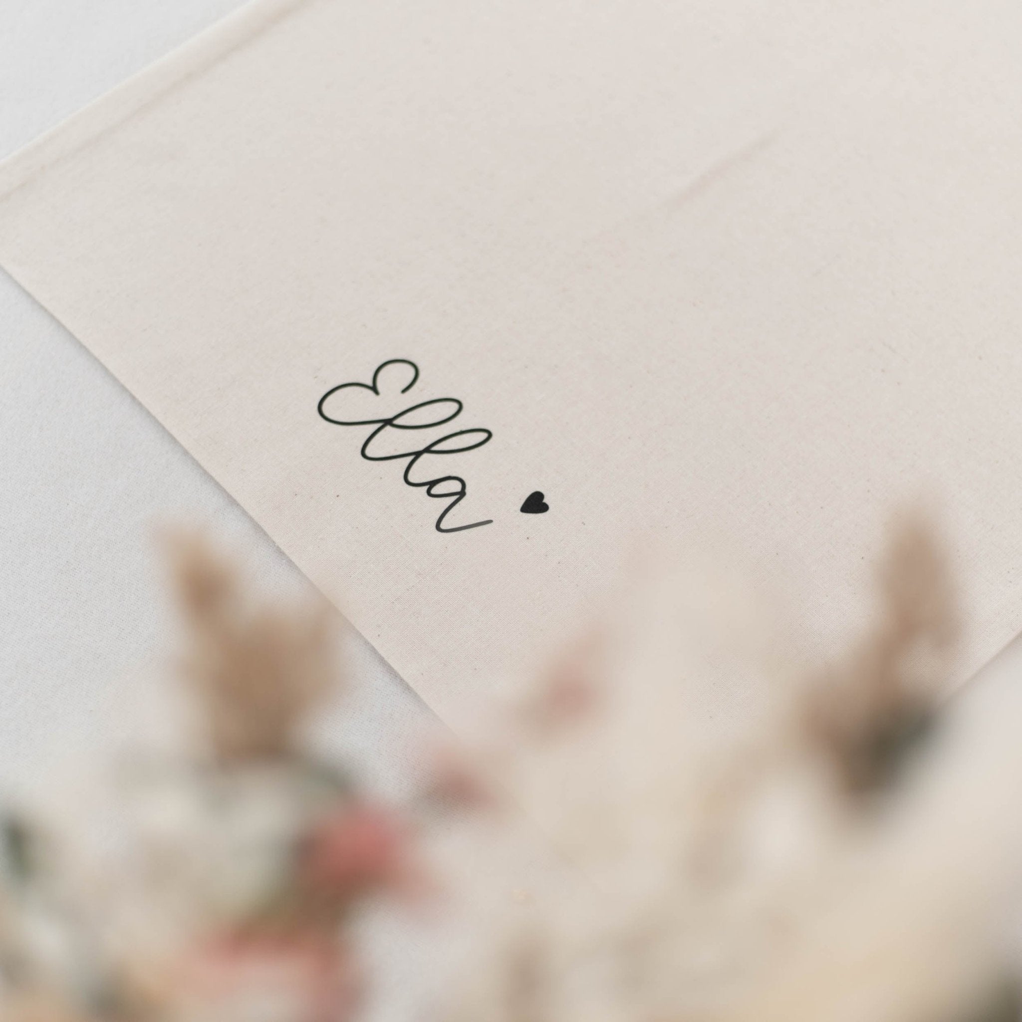 Personalisierter Stoffbeutel NATUR | Name mit Herz