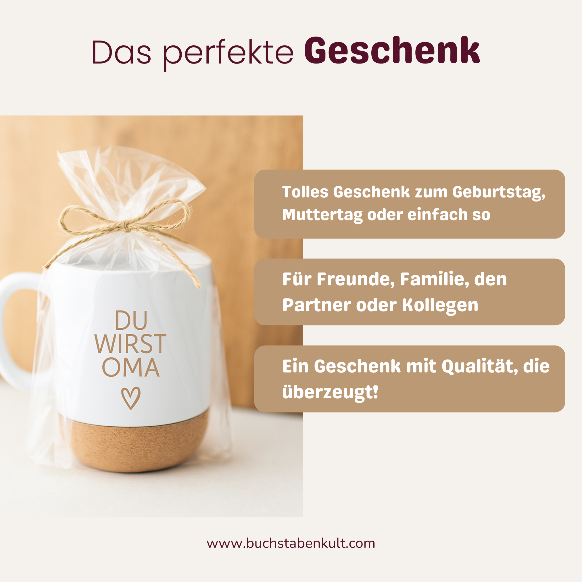 Becher Kork | Dein Text Herz