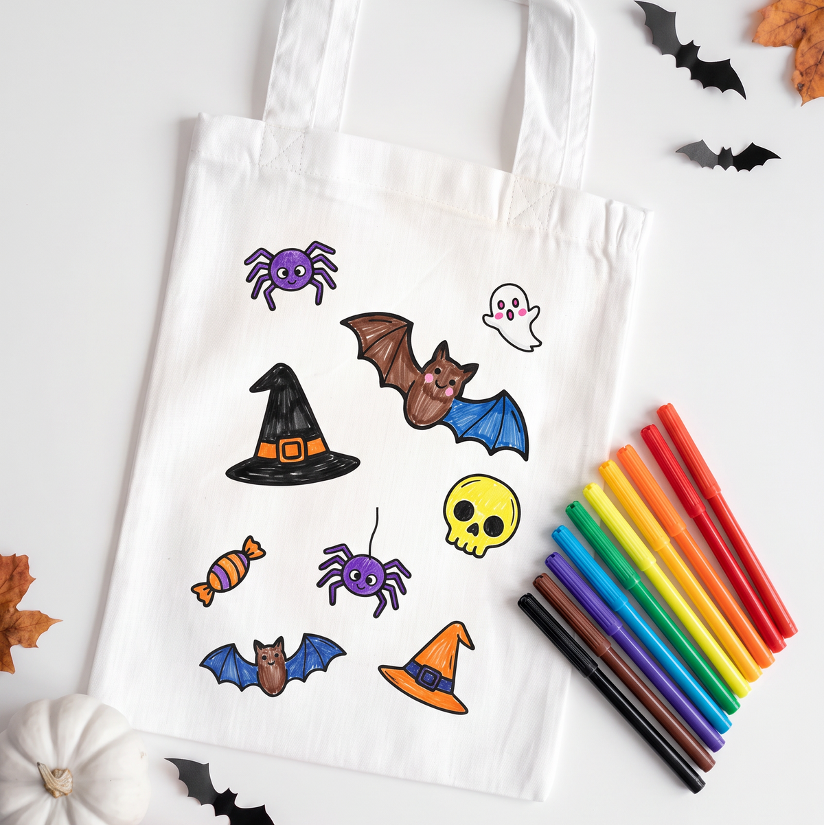 Kindertasche zum Ausmalen | Halloween Motive (ab 5 Stk.)
