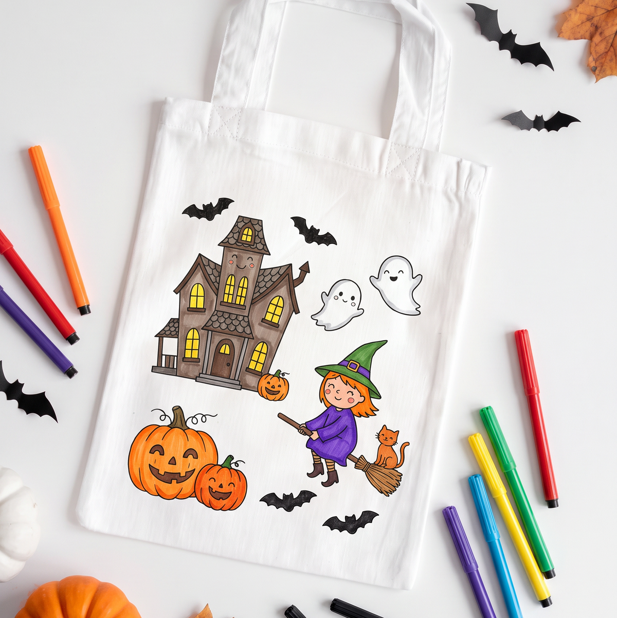 Kindertasche zum Ausmalen | Halloween Motive (ab 5 Stk.)