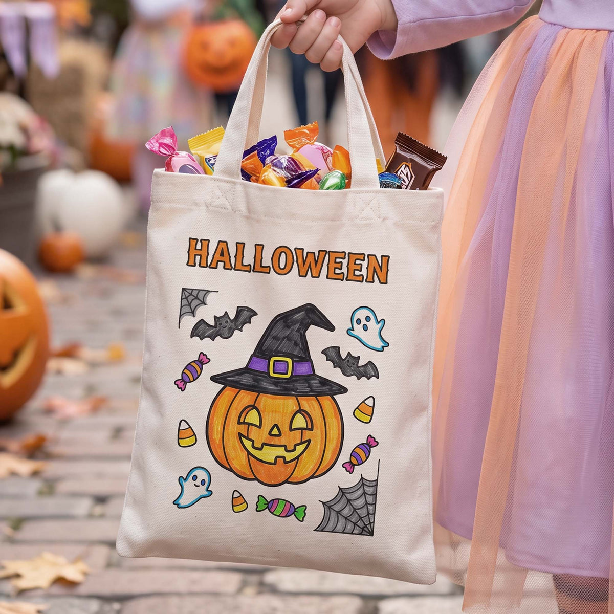 Kindertasche zum Ausmalen | Halloween Motive (ab 5 Stk.)