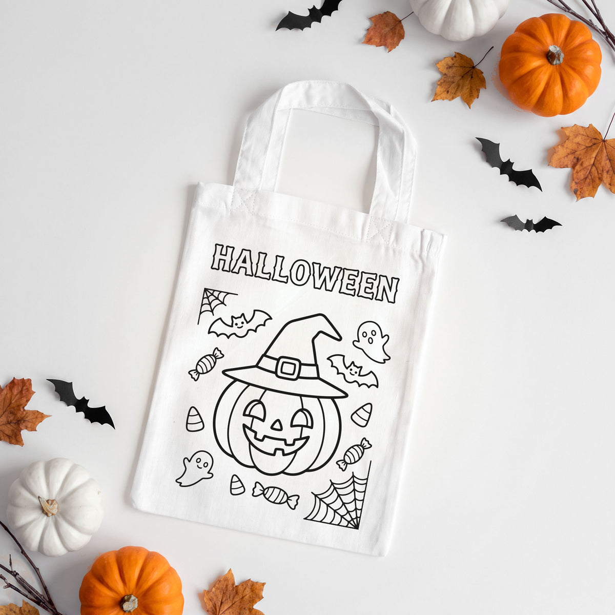 Kindertasche zum Ausmalen | Halloween Motive (ab 5 Stk.)