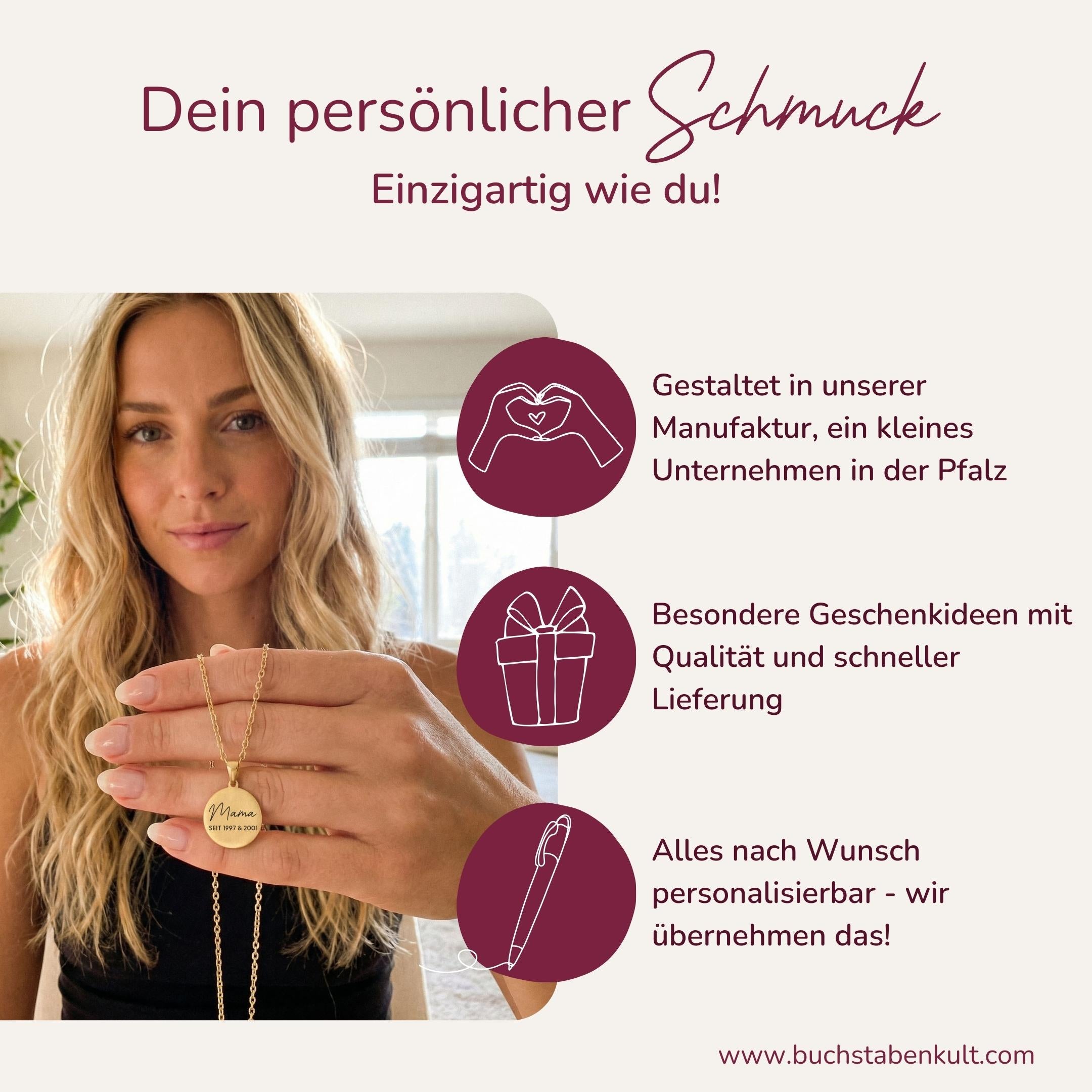 Personalisierte Kette mit Gravur |  Wunschtext