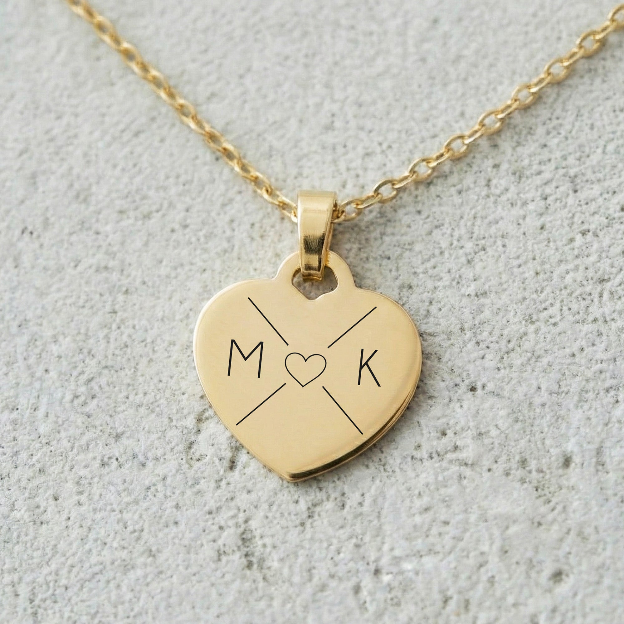 Personalisierte Herzkette mit Gravur |  Kreuz Initialen