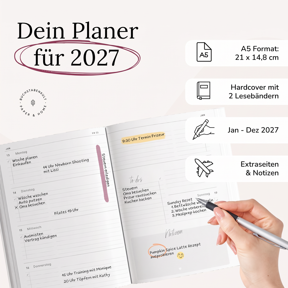 Wochenkalender 2027 | Naturleinen