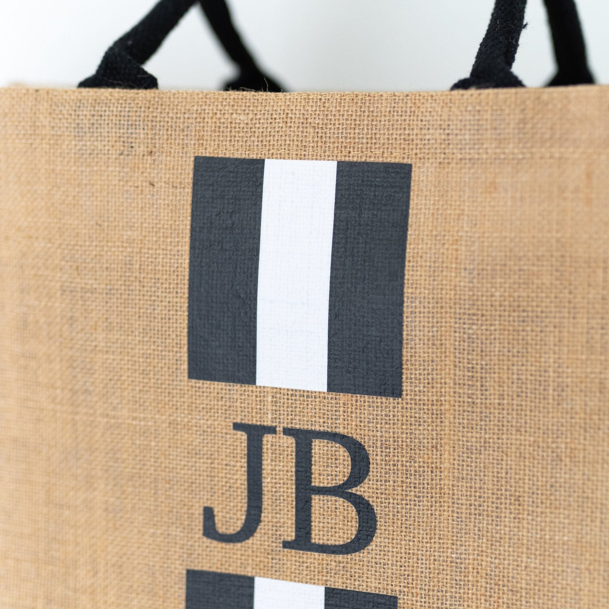 Personalisierte Jutetasche NATUR - SCHWARZ | Black Stripes