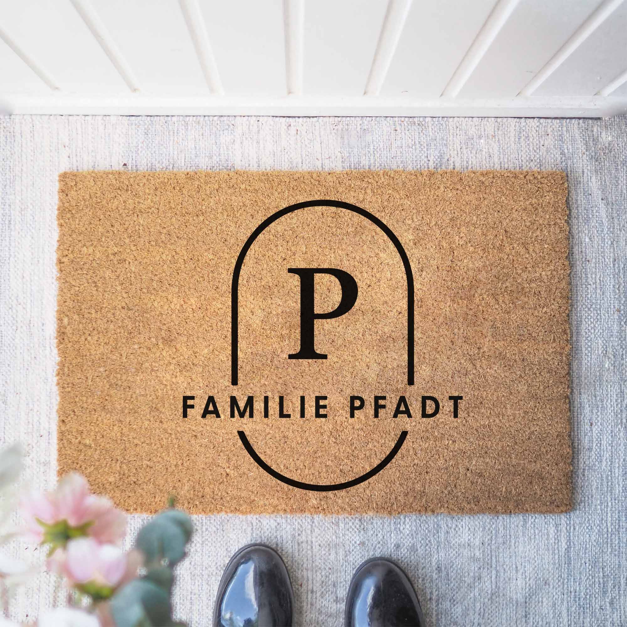 Personalisierte Kokos Fußmatte | Oval Initial