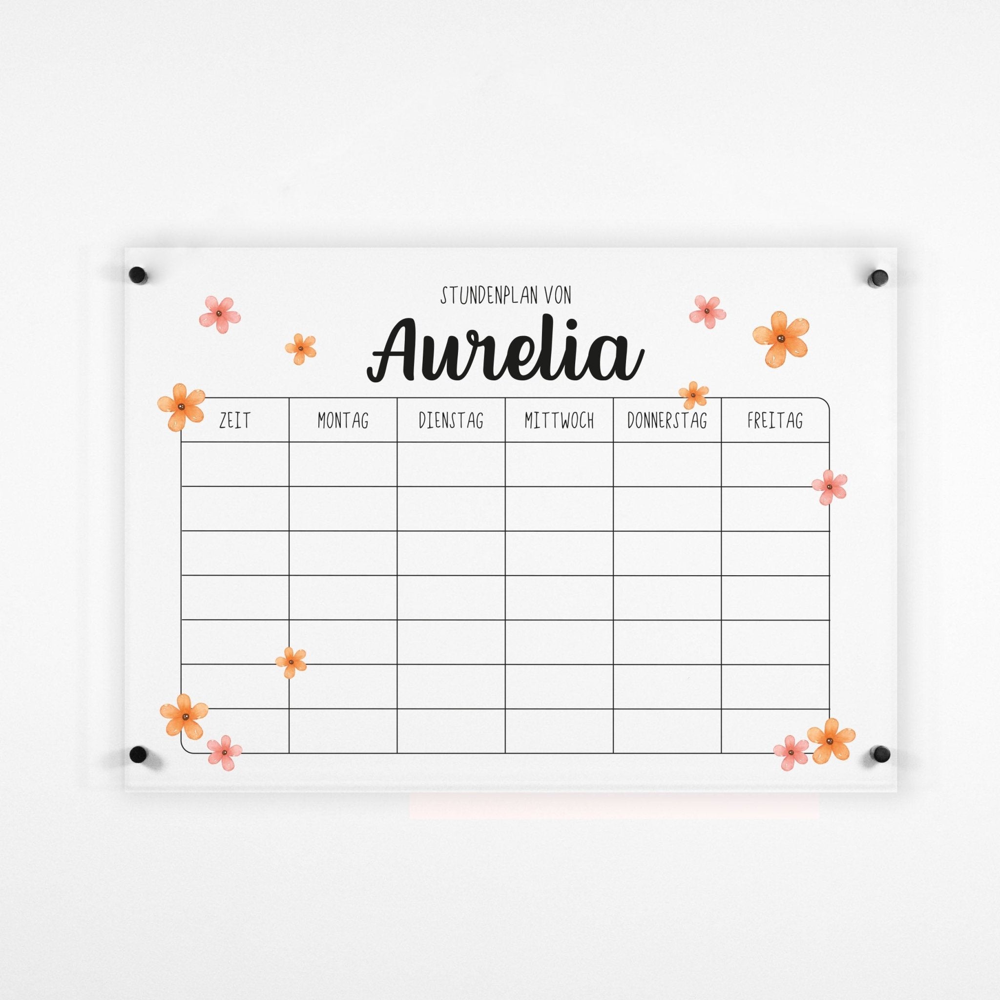 Personalisierter Acryl Stundenplan | Pink Flowers
