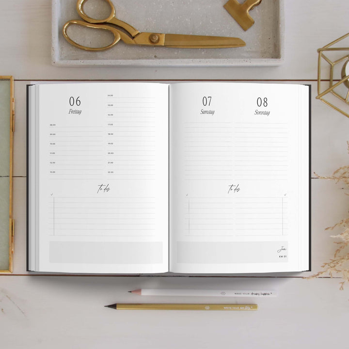 Kalender 2023 Tagesansicht | A5 Black