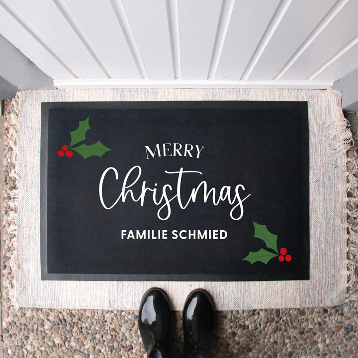 Personalisierte Stoff Fußmatte | Merry Christmas Familie