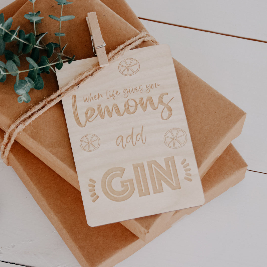 Holzkarte | Lemons & Gin