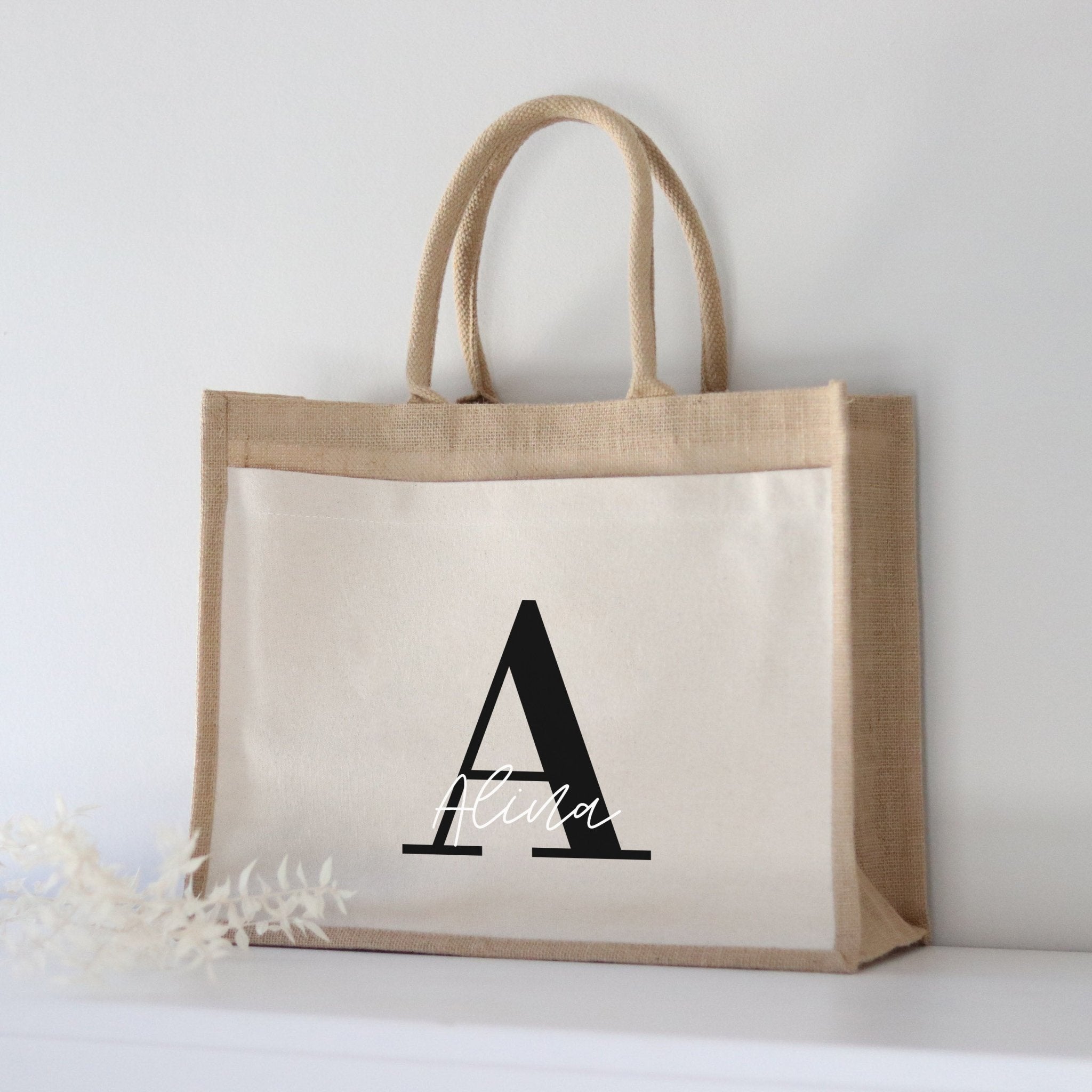 Personalisierte Jutetasche | Initiale Name