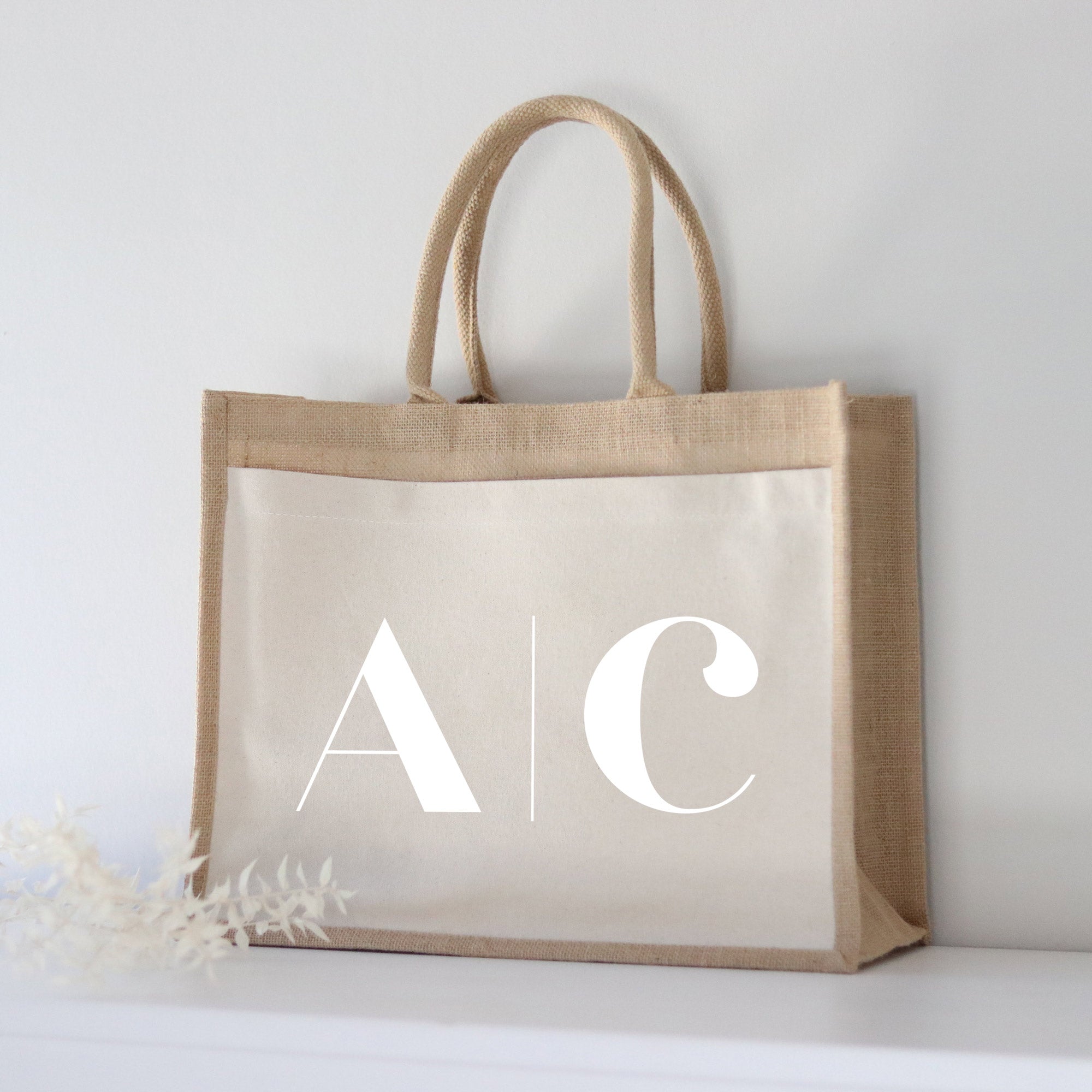 Personalisierte Jutetasche | Zwei Initialen
