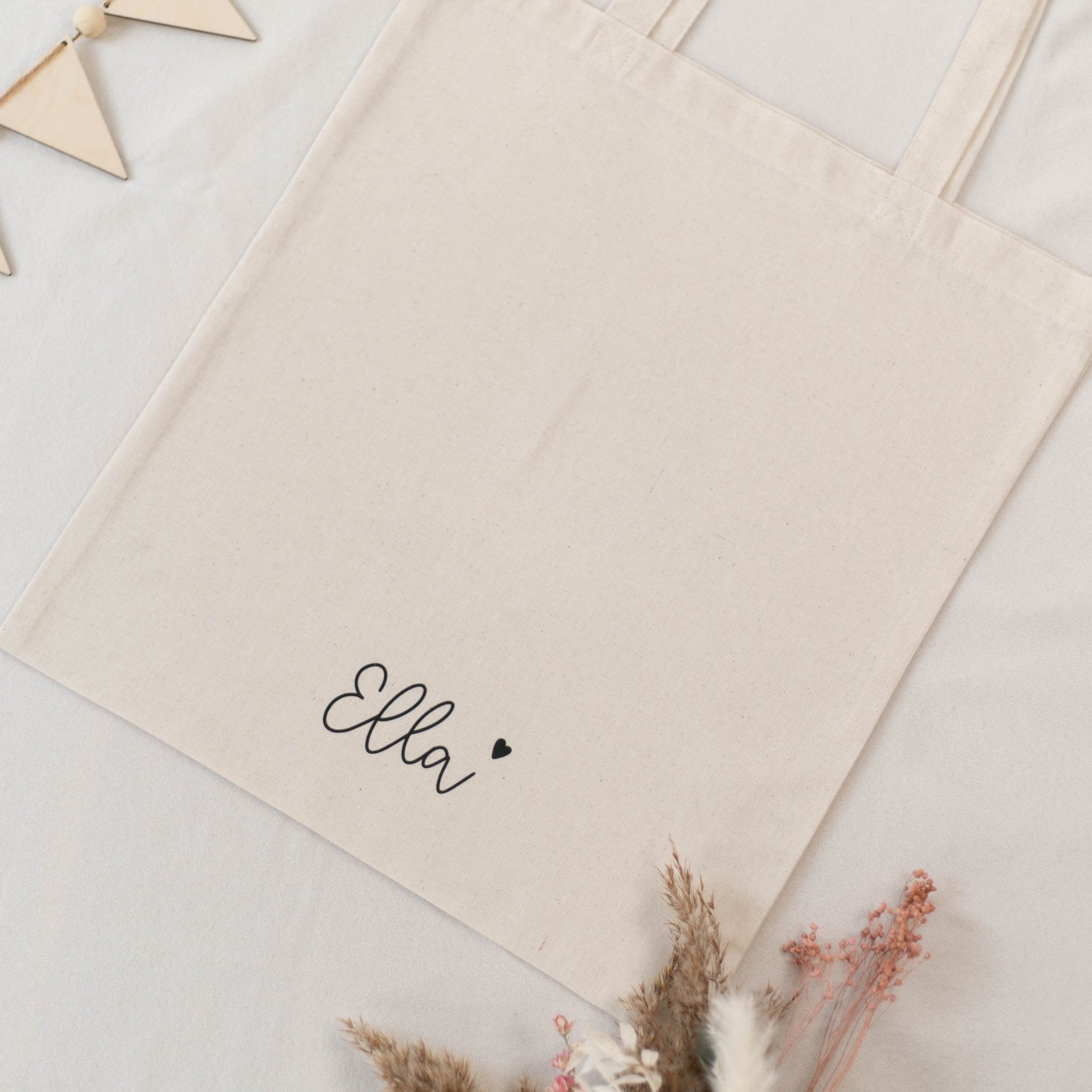 Personalisierter Stoffbeutel NATUR | Name mit Herz