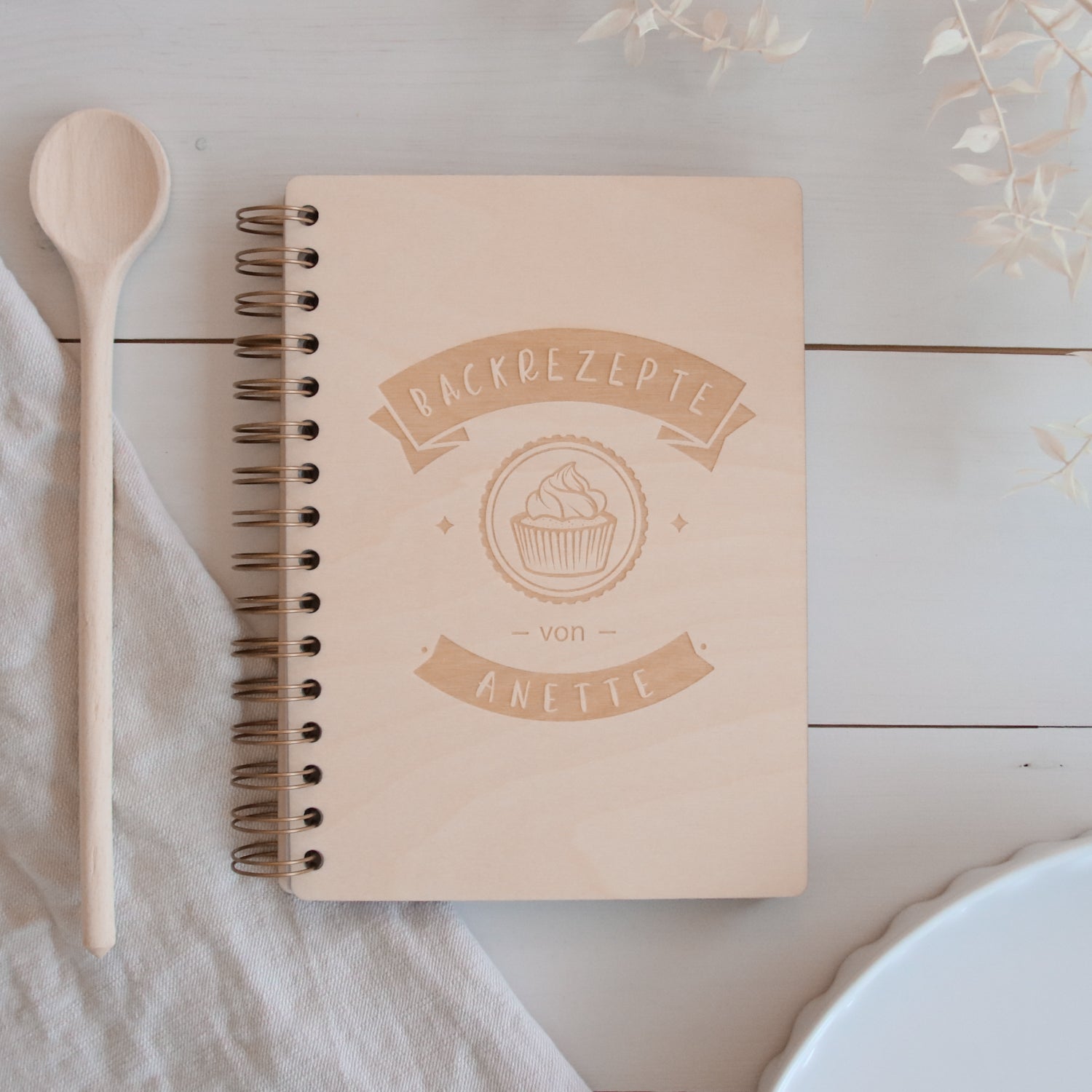Personalisiertes Holzbuch Backbuch 'Banner'